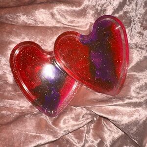 Handmade resin Heart-Shaped sparkly coasters